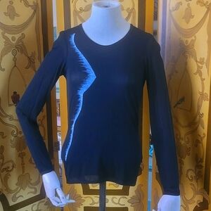VERSUS Versace Black Sheer Top Female Torso Print S/M 1990s